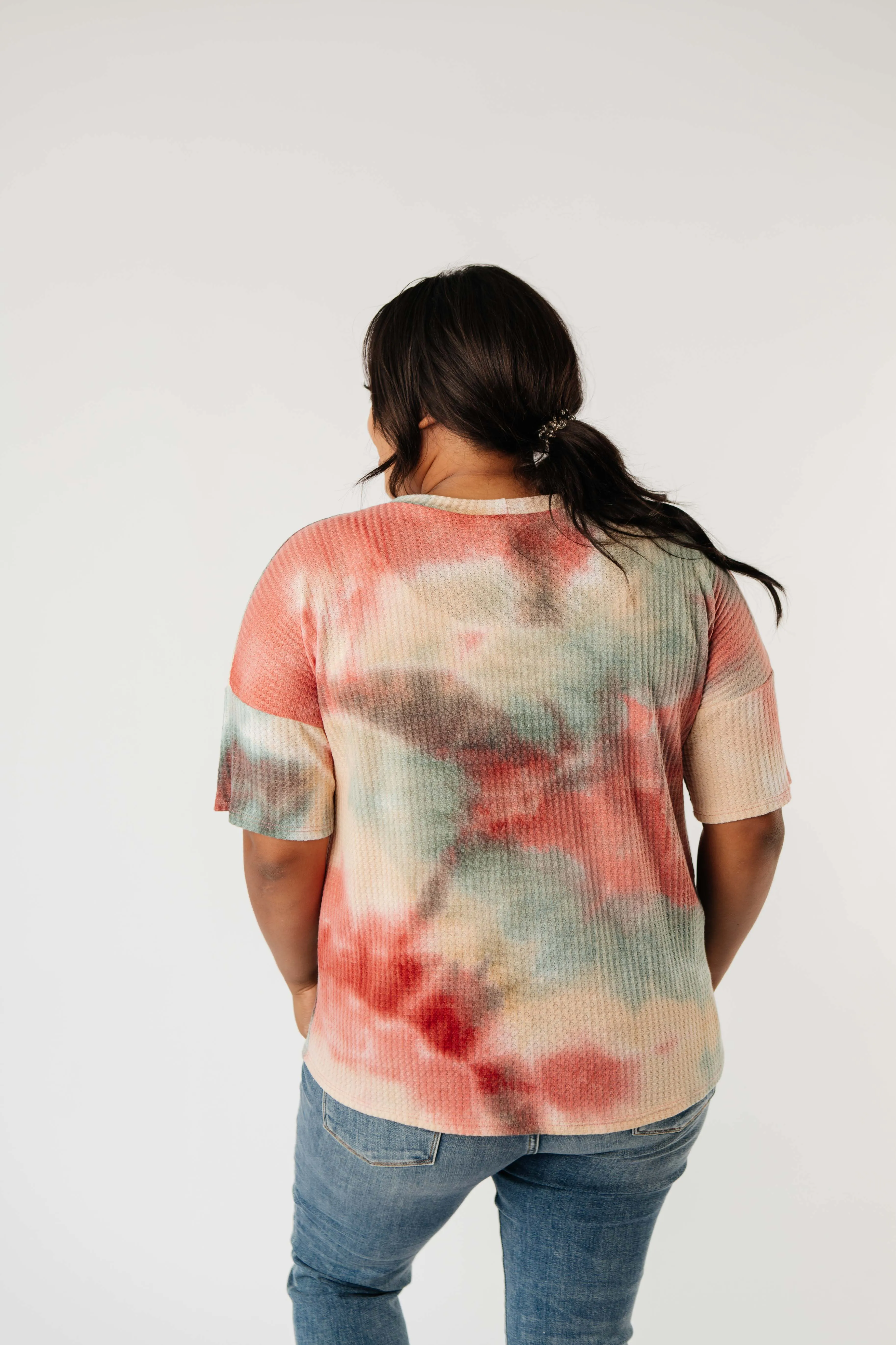 Waffle Knit Tie Dye Top In Sunrise - On Hand