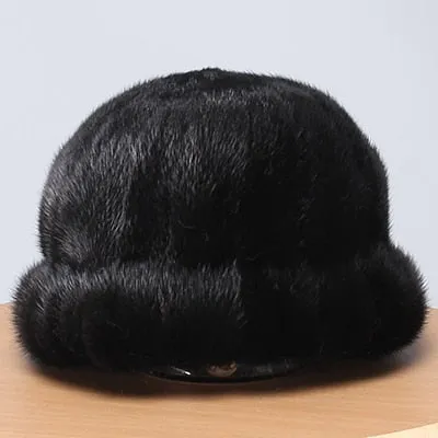 Winter Fashion Soft Real Natural Mink Fur Beanies Hat for Women