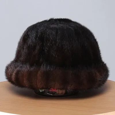 Winter Fashion Soft Real Natural Mink Fur Beanies Hat for Women