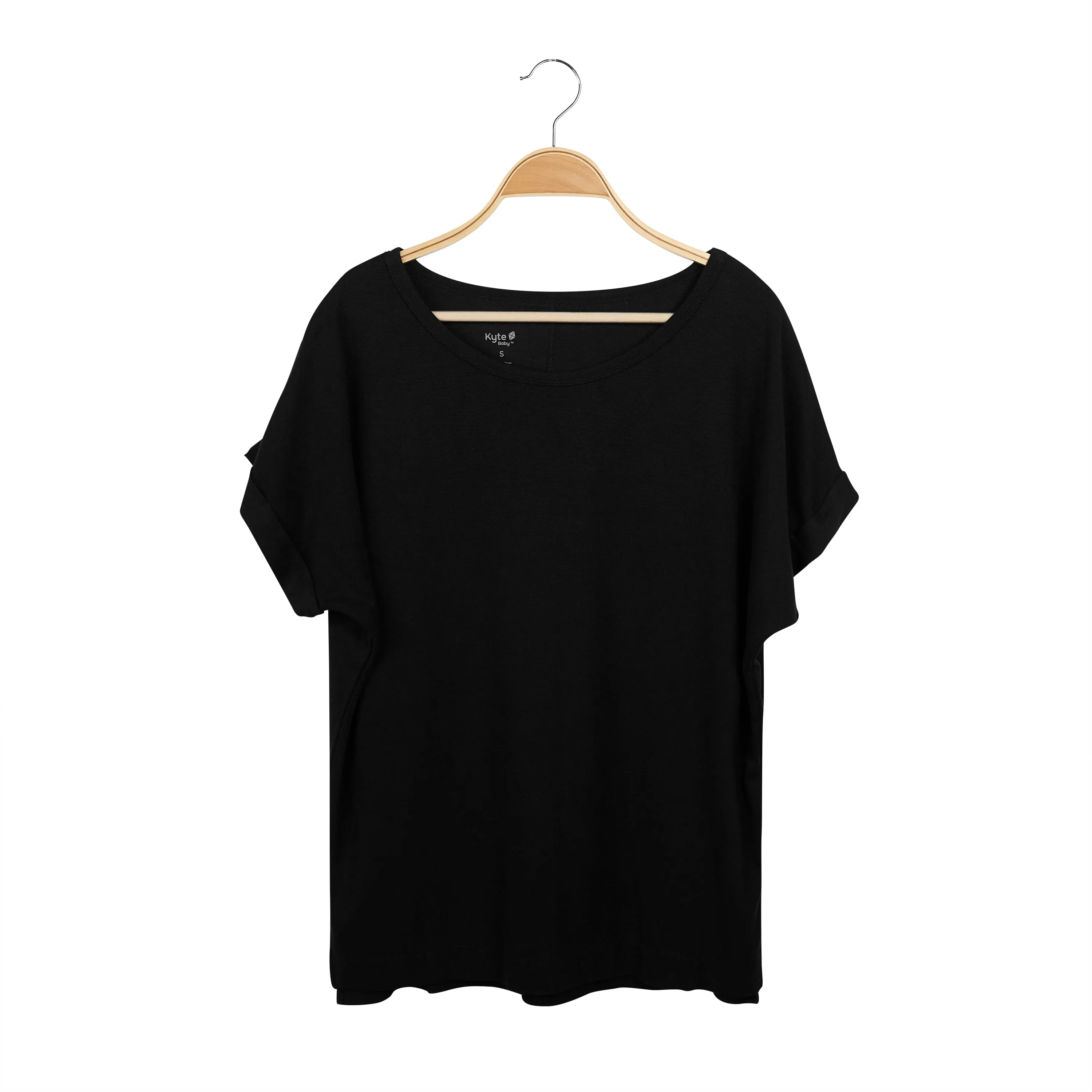 Women's Bamboo Jersey Rollup Sleeve Tee in Midnight