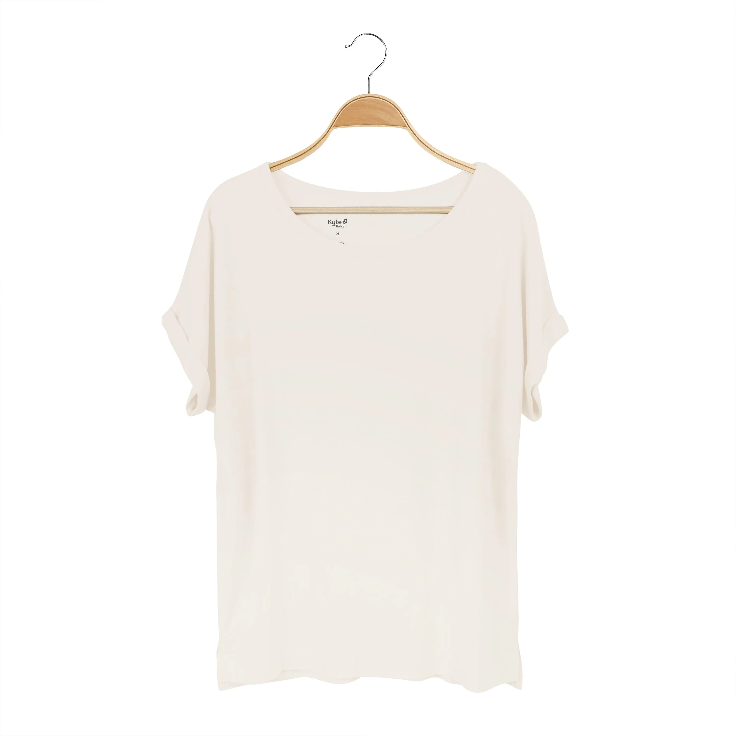 Women's Bamboo Jersey Rollup Sleeve Tee in Oat