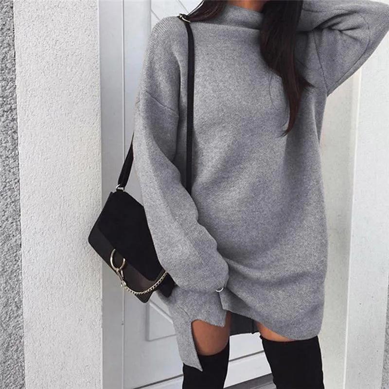 Women's Winter Spring Autumn Fashion Knitted Pullover Loose Mini Sweatshirt