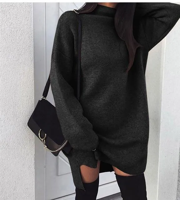 Women's Winter Spring Autumn Fashion Knitted Pullover Loose Mini Sweatshirt