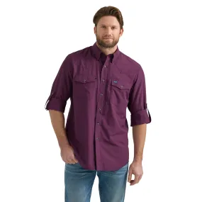 Wrangler Men's Performance Snap Long Sleeve Solid Shirt in Plum