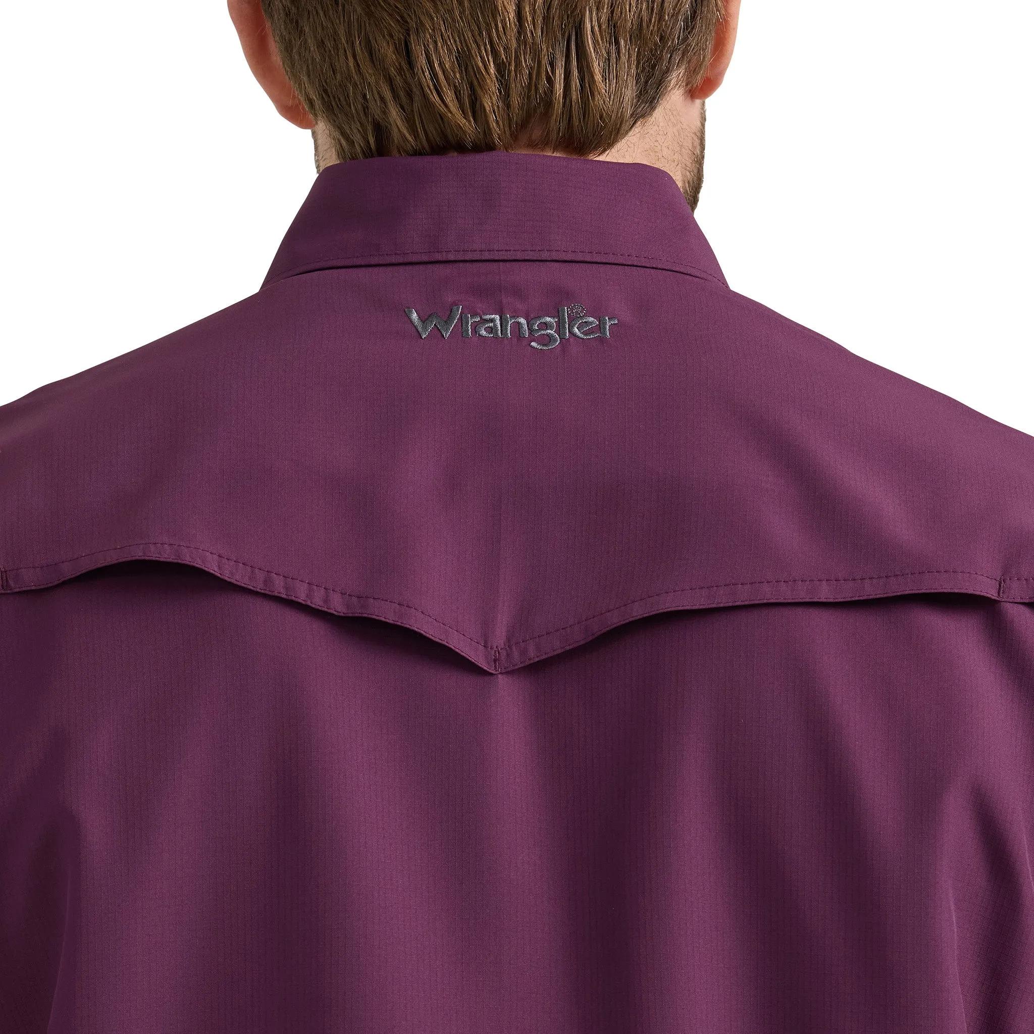 Wrangler Men's Performance Snap Long Sleeve Solid Shirt in Plum