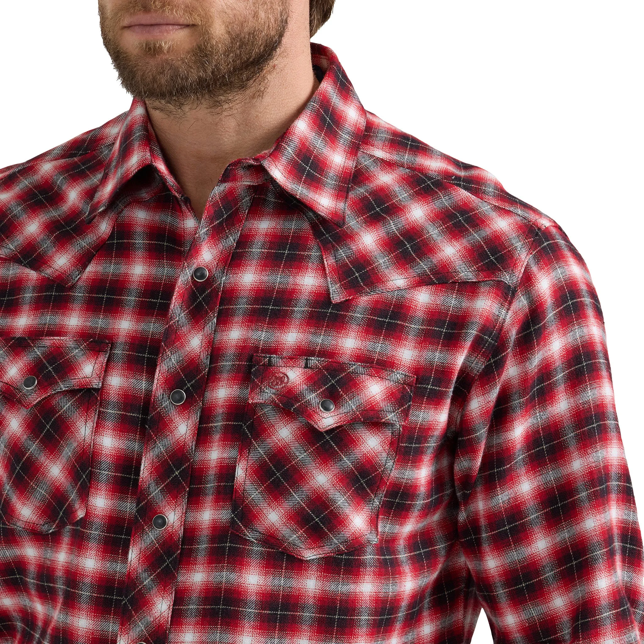 Wrangler Men's Retro Long Sleeve Flannel Pearl Snap