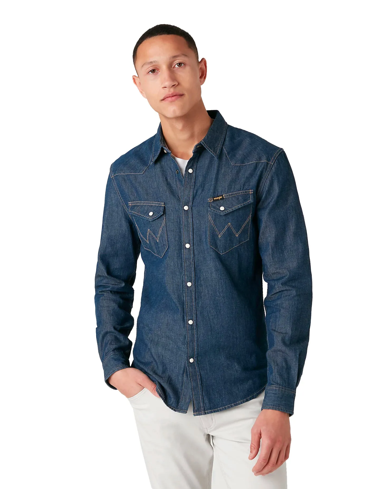 Wrangler Men's Western Denim Shirt - Long Sleeved