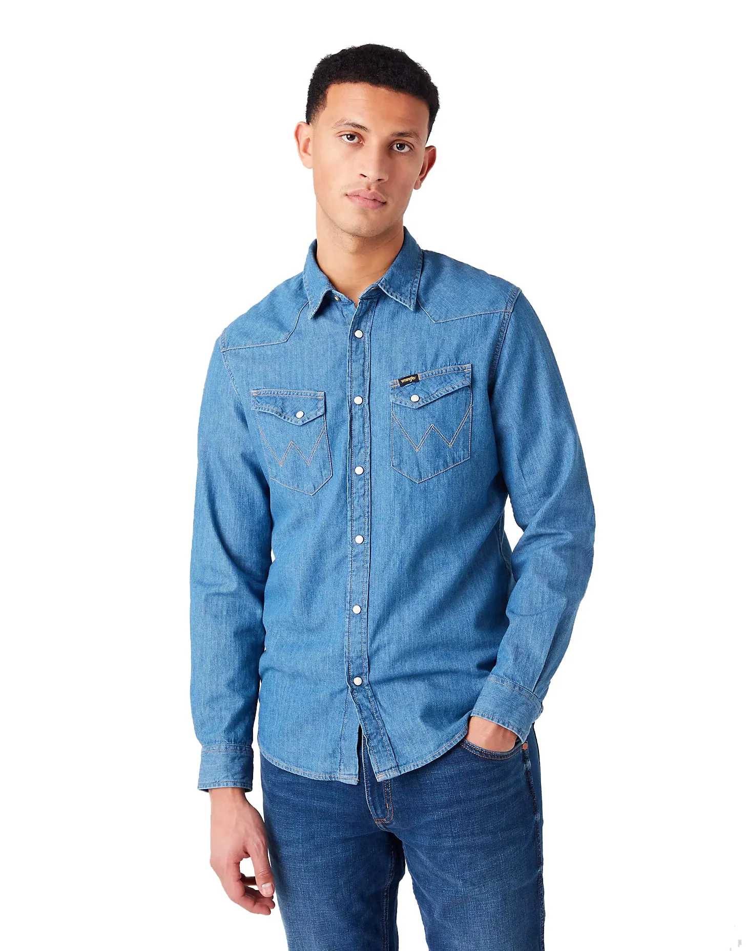 Wrangler Men's Western Denim Shirt - Long Sleeved