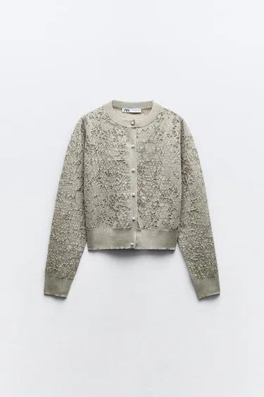 ZARA  |Casual Style Long Sleeves Metallic Cardigans