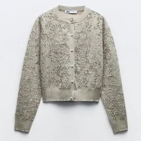 ZARA  |Casual Style Long Sleeves Metallic Cardigans